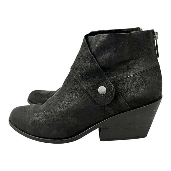Eileen Fisher Womens Size 8.5 Black Leather Tag Wrap-Snap Leather Bootie - Picture 4 of 7